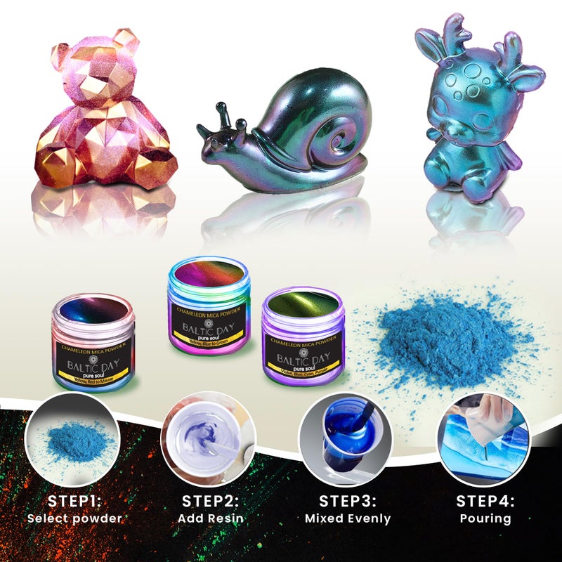 BALTIC DAY - Mica Powder, 60 Jars of Mica Powder for Epoxy Resin Set - Epoxy Resin Color Pigment Powder - Pigments for Soap Making, Candle, Slime, Car Freshies - Image 5